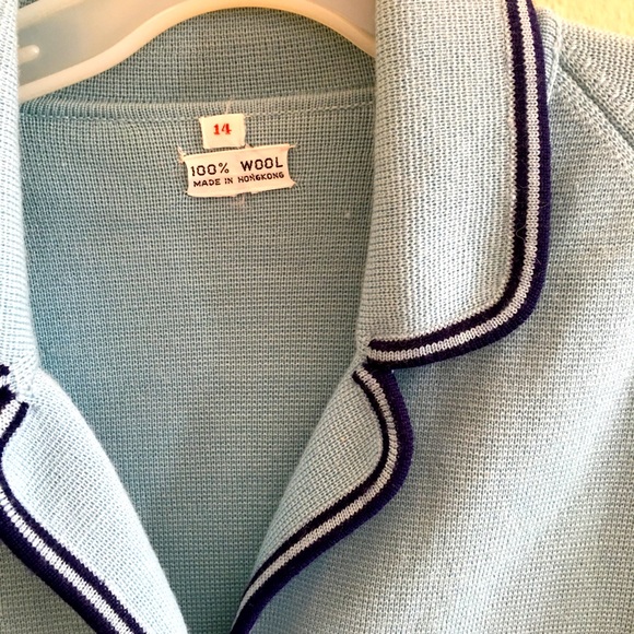 Vintage Wool Jacket in Blue made in Hong Kong Vintage size 14 or Small - Picture 4 of 5